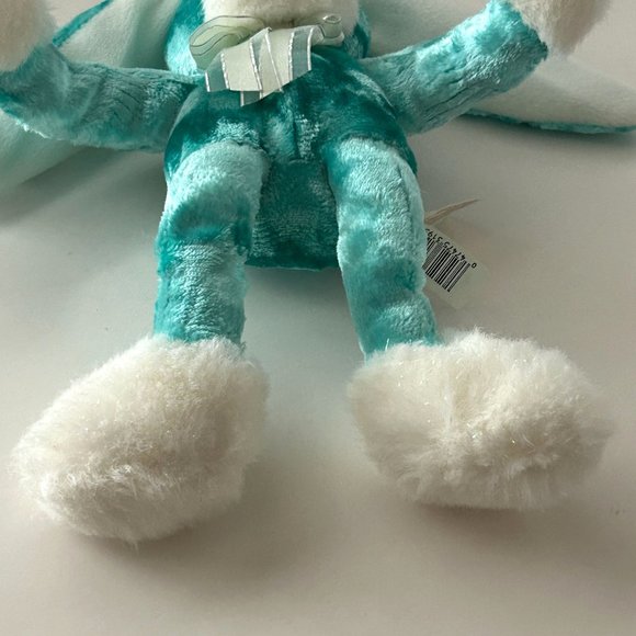 Dan Dee Teal Plush Bunny Rabbit Pink Nose & Bow Flopy Ear 11" Stuffed Animal Toy - Picture 5 of 11